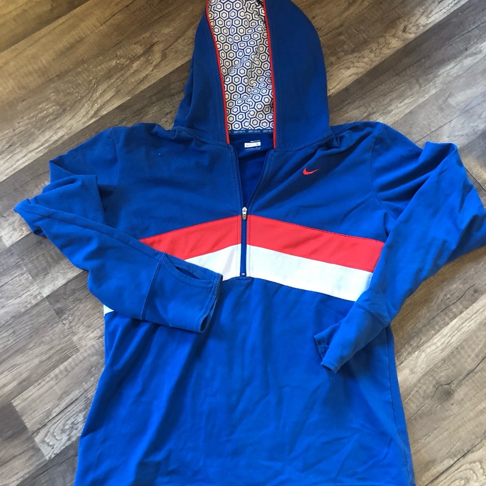 Nike Blue, White & Red Hoodie L